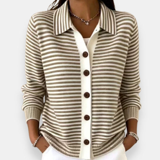 Adelaide | Striped Button Front Knit Cardigan