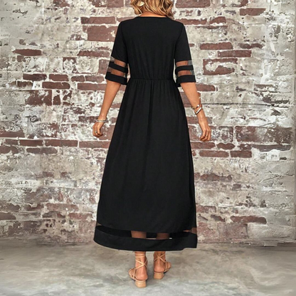 Saskia | Sheer Panel Casual Maxi Dress
