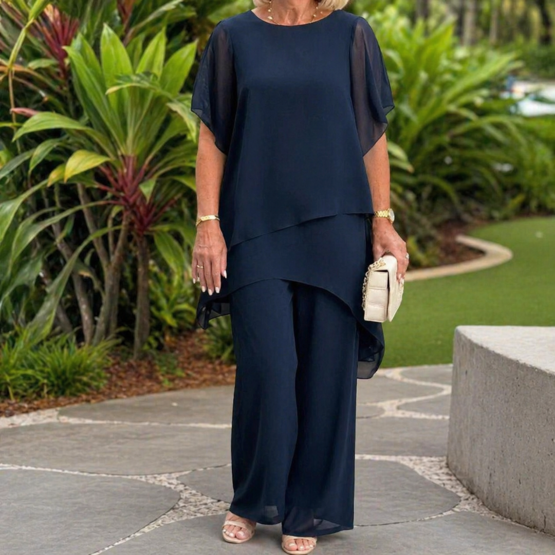 Zevarielle | Layered Chiffon Trouser Set