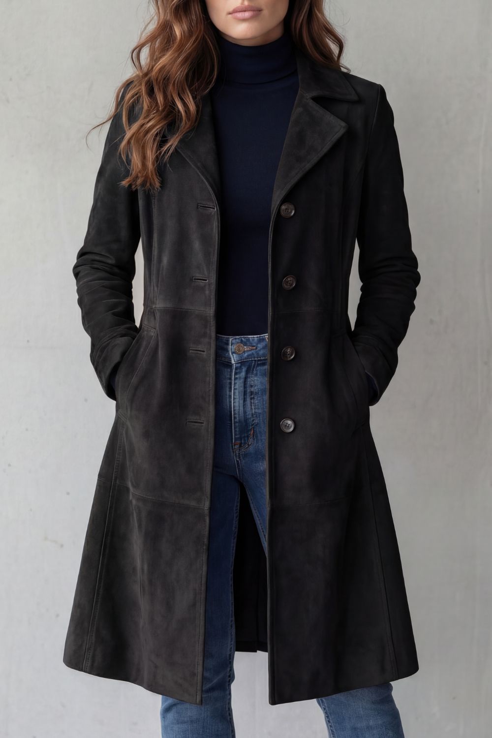 Amarande | Tailored Suede Look Longline Coat