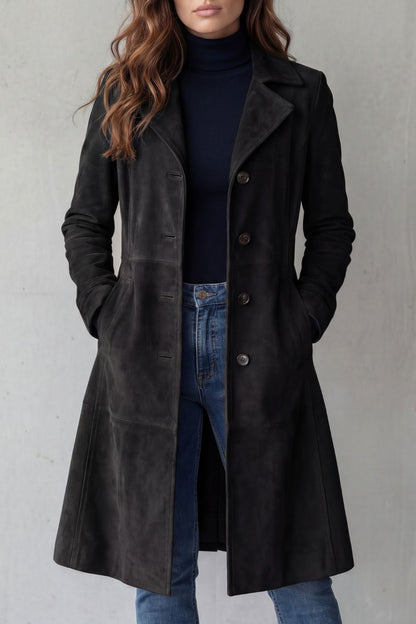 Amarande | Tailored Suede Look Longline Coat