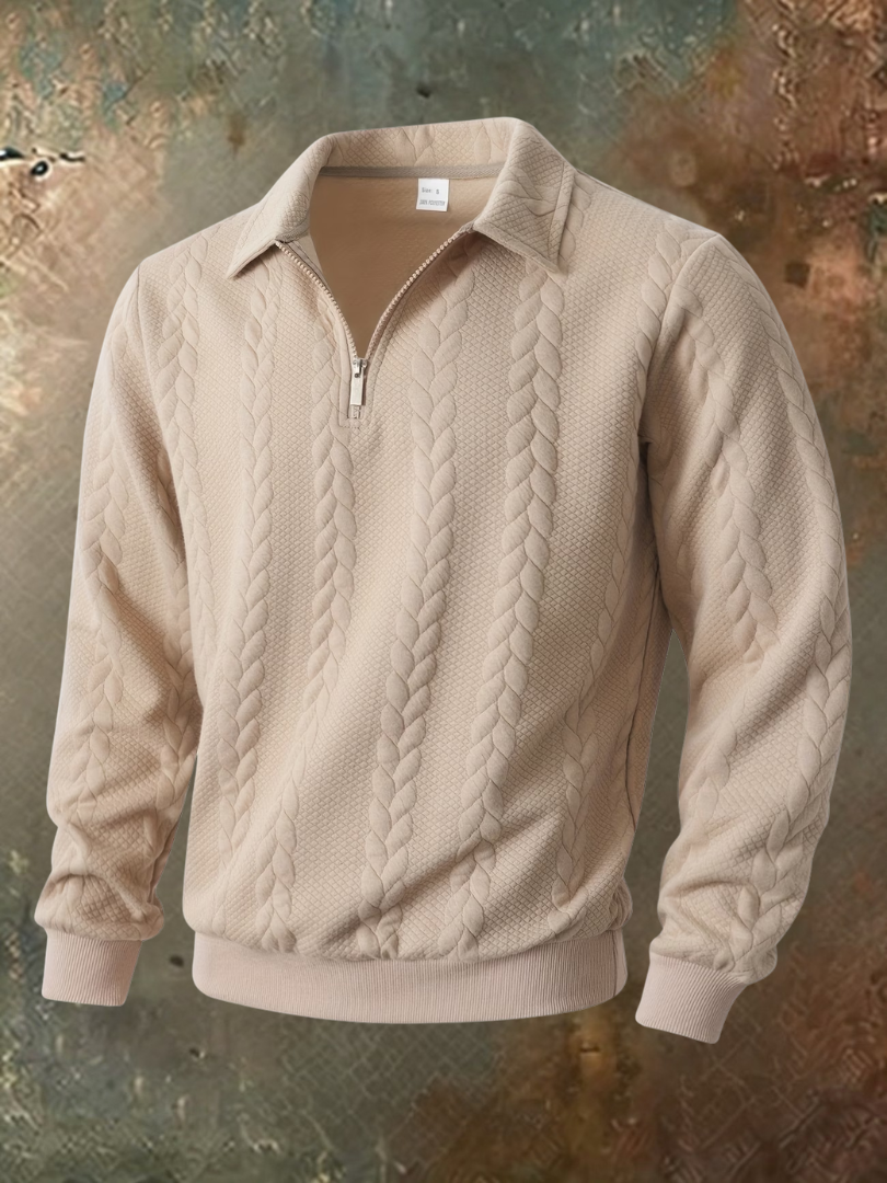 Fitzroy | Cable Detail Zip Neck Sweater