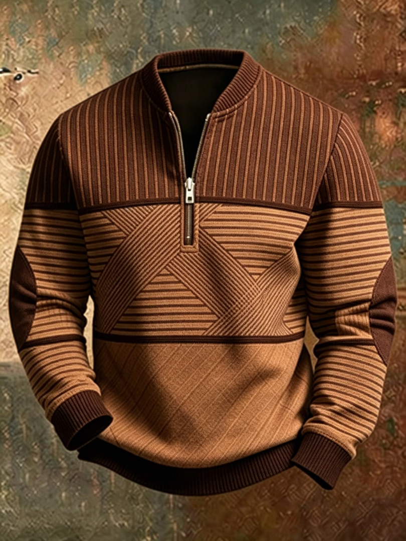 Larkin | Contrast Stripe Zip Neck Sweater