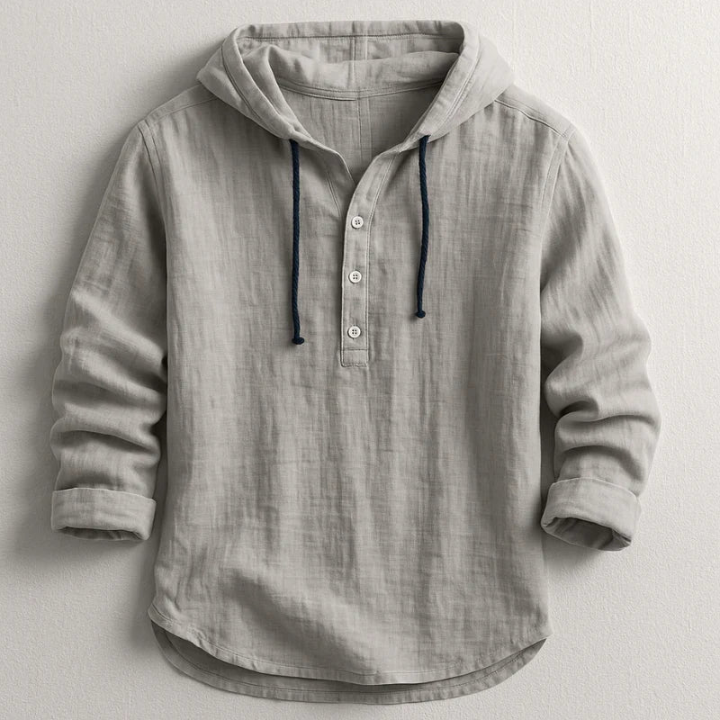 Arden | Hooded Linen Henley Shirt