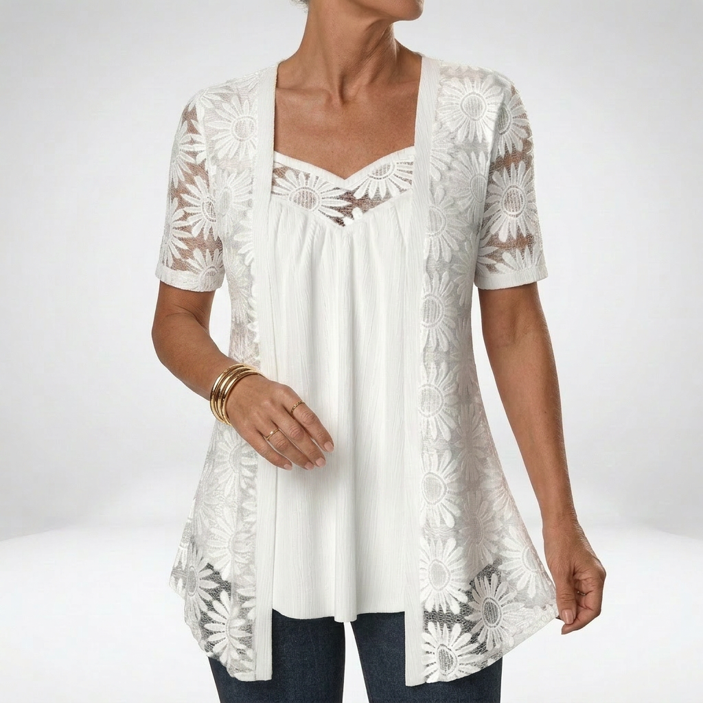 Ysolde | Floral Lace Two Piece Top Set