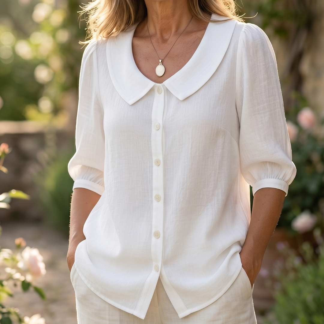 Marivelle | Relaxed Button Front Collar Blouse