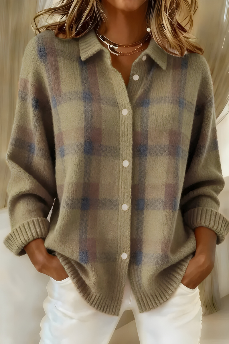 Orlissa | Soft Checkered Knit Cardigan