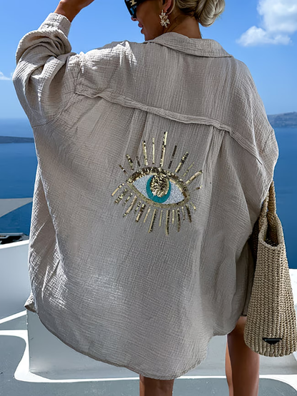 Velmora | Sequin Eye Oversized Blouse