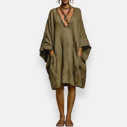 Nicolette | Flowing V Neck Shift Dress