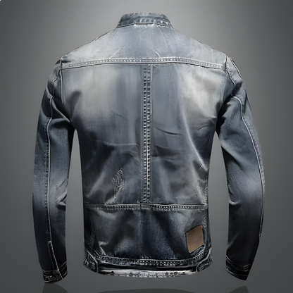 Bram | Distressed Stand Collar Denim Jacket