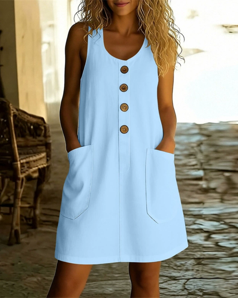 Aurellia | Button Front Pocket Mini Dress