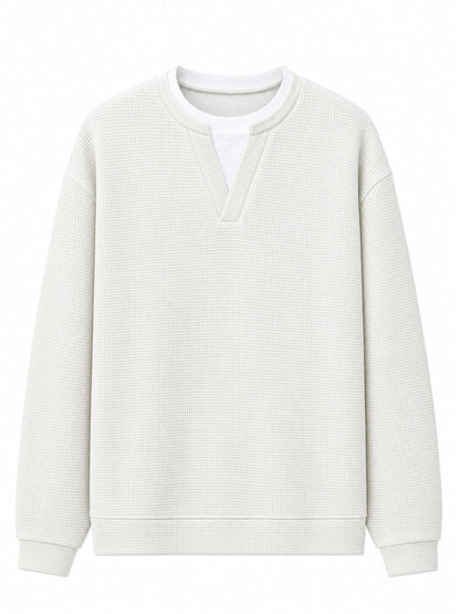 Gavran | Textured Notch Neck Casual Sweatshirt