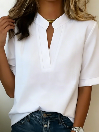 Clarissa | Notch Neck Half Sleeve Blouse