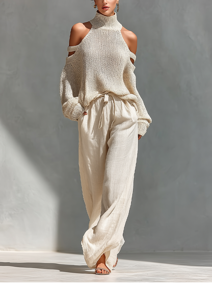 Quinvera | Cold Shoulder Knitwear Two Piece Set