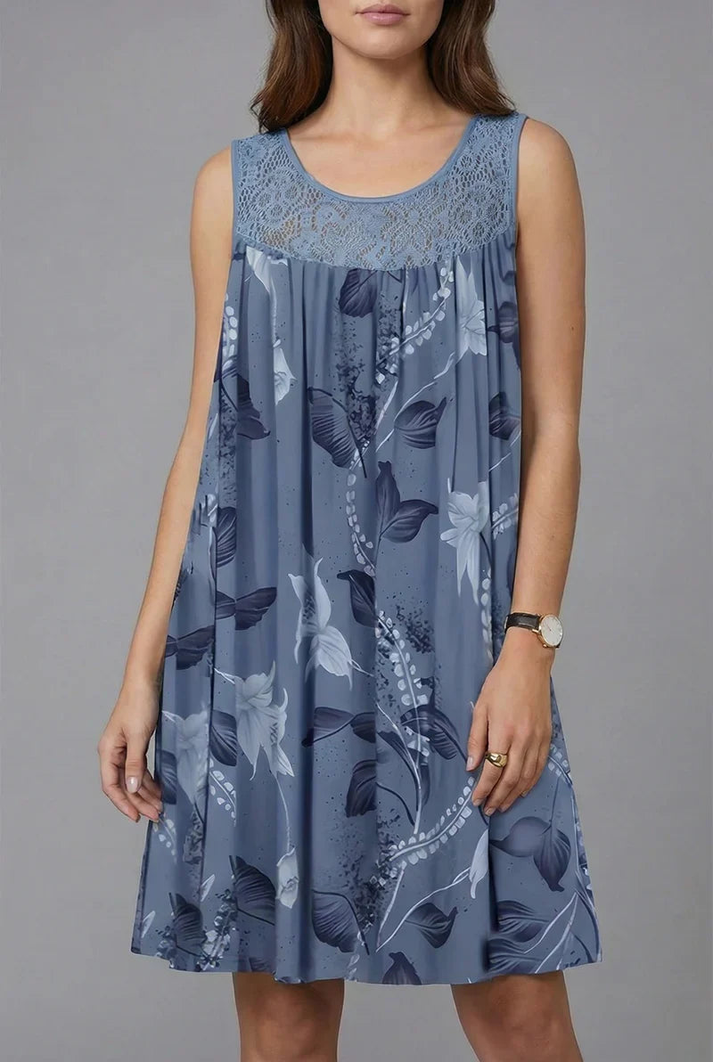 Petalyn | Lace Yoke Floral Swing Dress