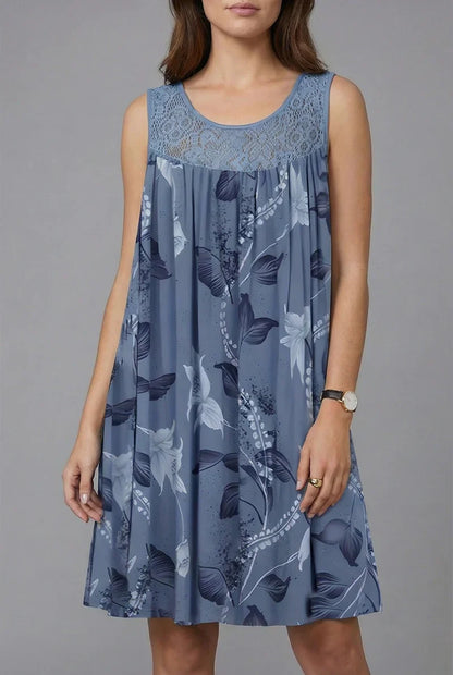 Petalyn | Lace Yoke Floral Swing Dress