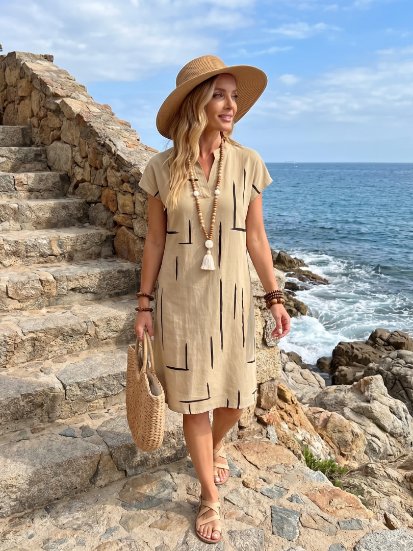 Solenya | Printed Casual Midi Dress