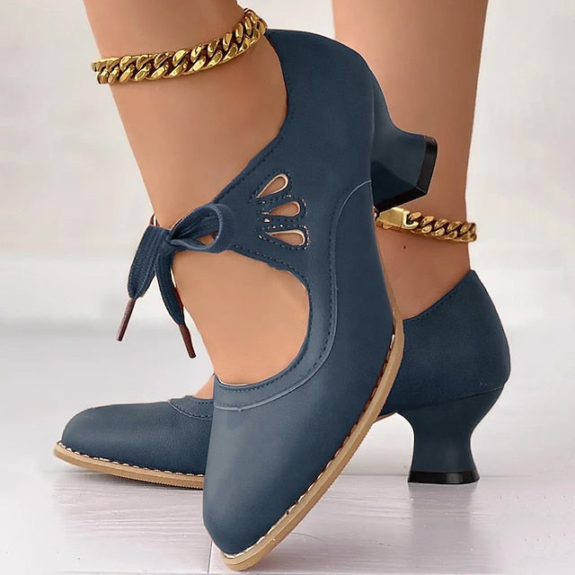 Brionette | Elegant Cutout Block Heel Pumps