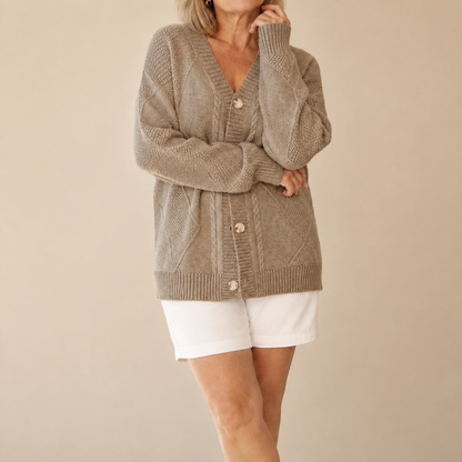 Etheline | Cozy Textured V Neck Cardigan