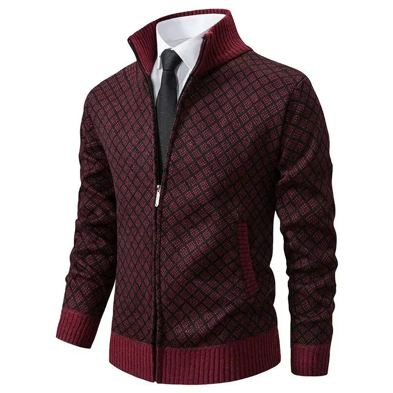 Whitaker | Patterned Zip Front Knit Cardigan