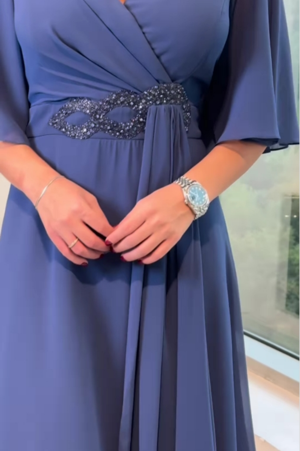 Calienne | Flowing Flutter Sleeve Maxi Dress