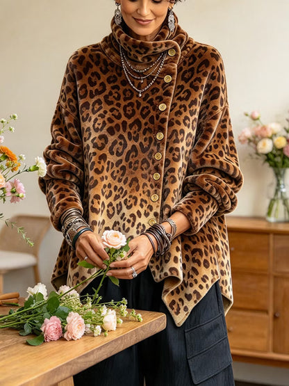 Sancia | High Neck Leopard Print Sweater