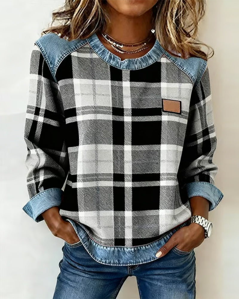 Mavis | Relaxed Check Print Sweatshirt