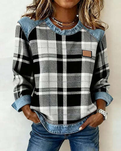 Mavis | Relaxed Check Print Sweatshirt