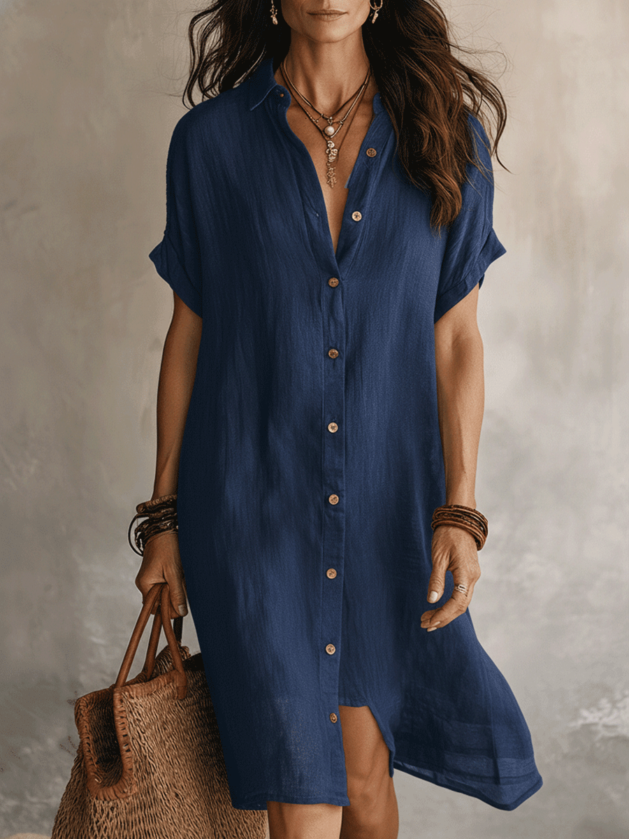 Corlina | Button Front Relaxed Shirt Dress