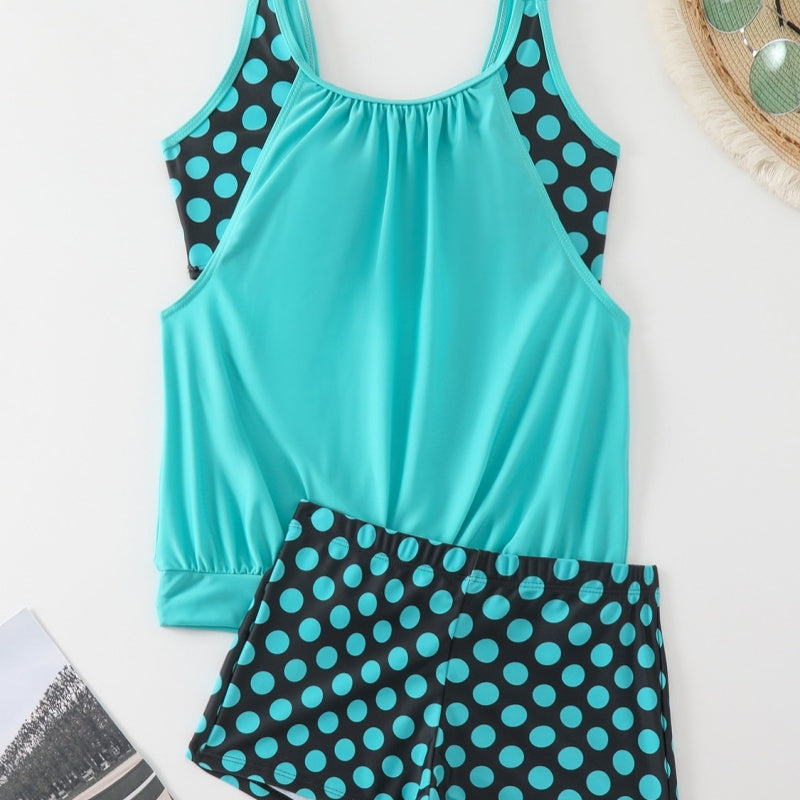 Nyssara | Printed Blouson Tankini Shorts Set