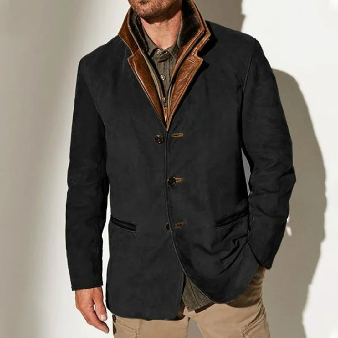 Falkner | Contrast Trim Suede Effect Blazer