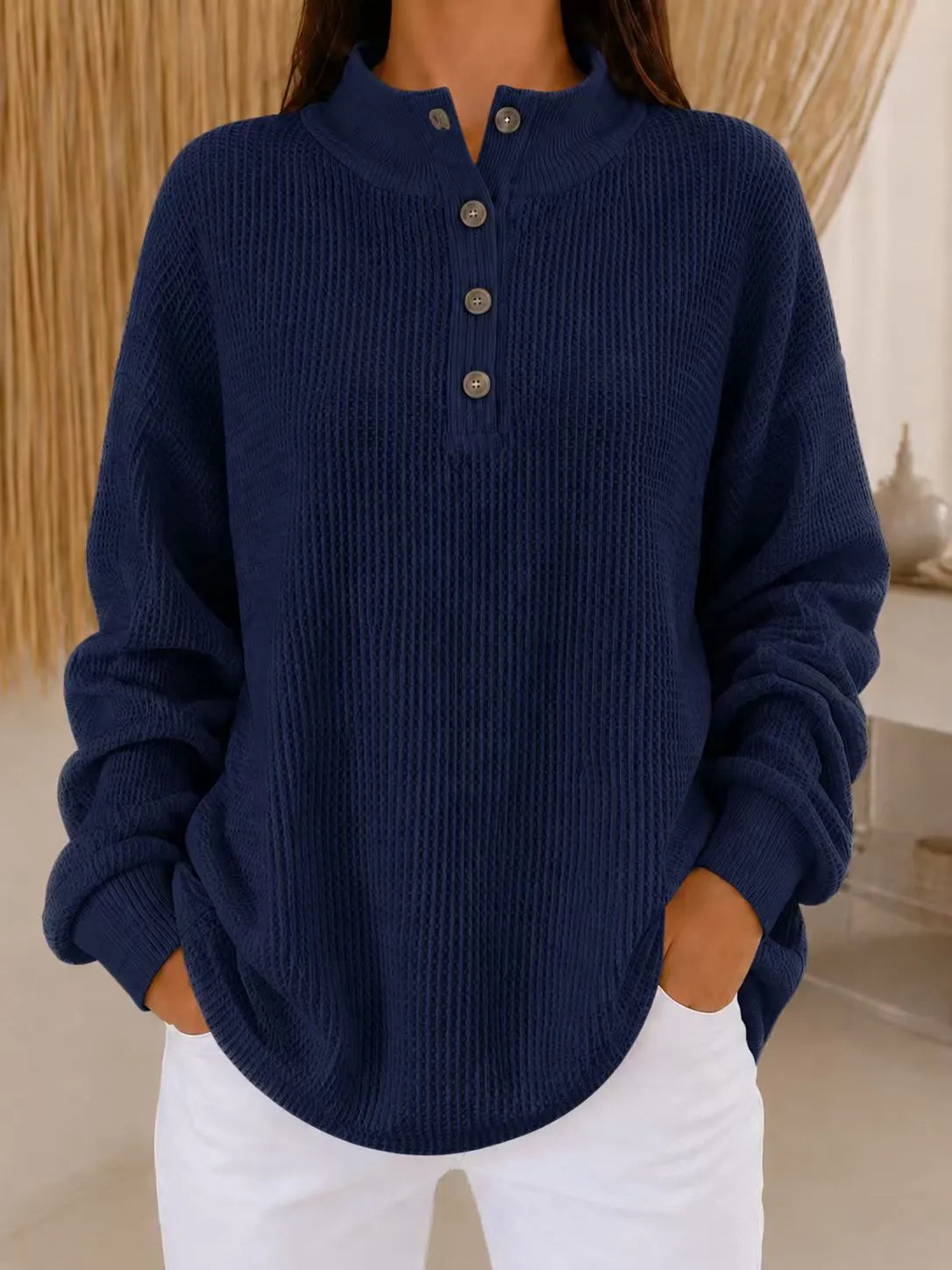 Nesta | Relaxed Mock Neck Knit Sweater