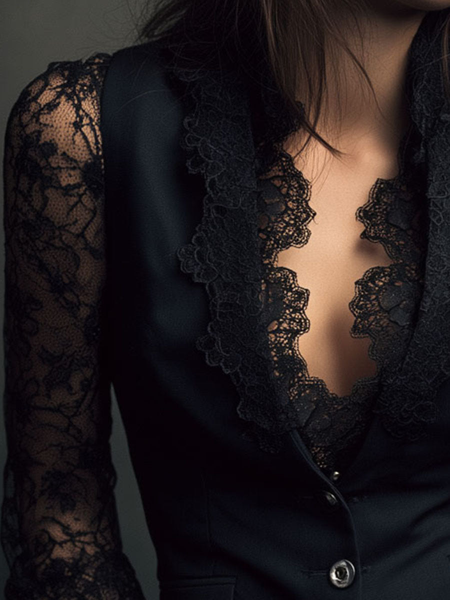 Opal | Elegant Lace Sleeve Blouse