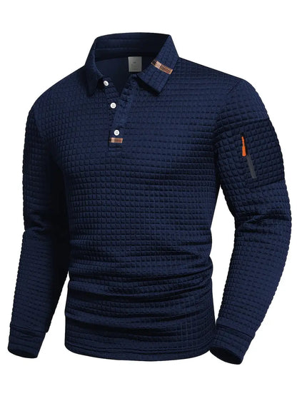 Zyvoren | Textured Long Sleeve Polo Shirt