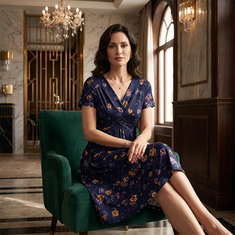 Oriavelle | Flowy V-Neck Midi Dress