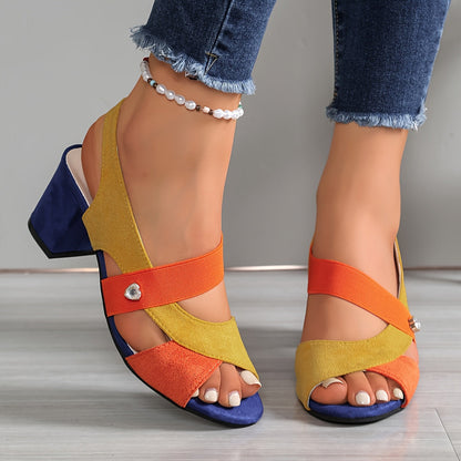 Kalista | Two Tone Block Heel Sandals