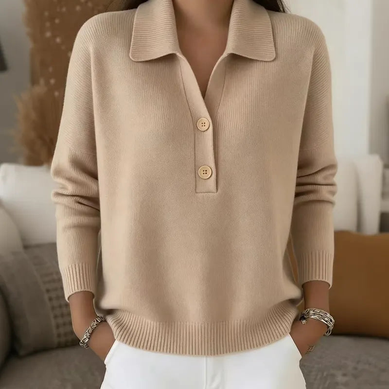 Carys | Button Collar Knit Sweater