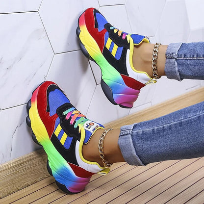 Tivona | Rainbow Lace Up Chunky Sneakers