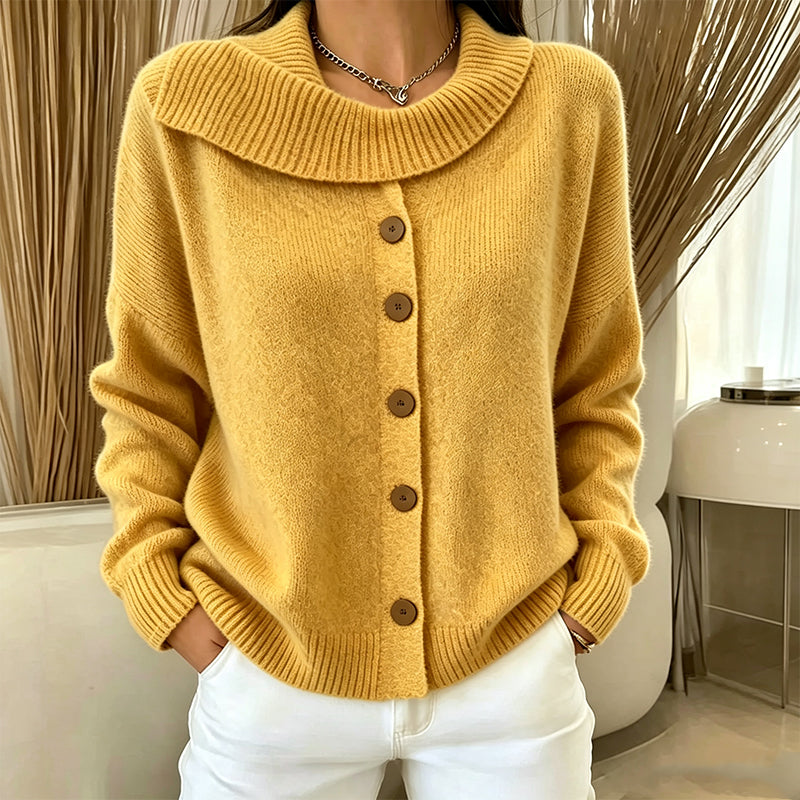 Ursella | Wide Collar Button Knit Cardigan