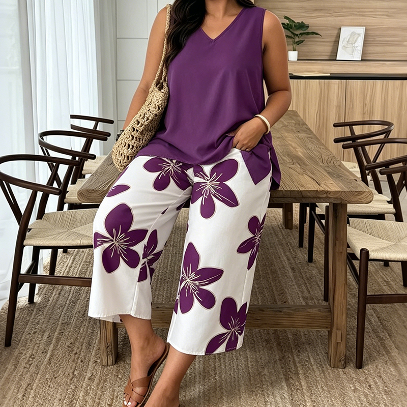 Lynette | Sleeveless Floral Two Piece Set
