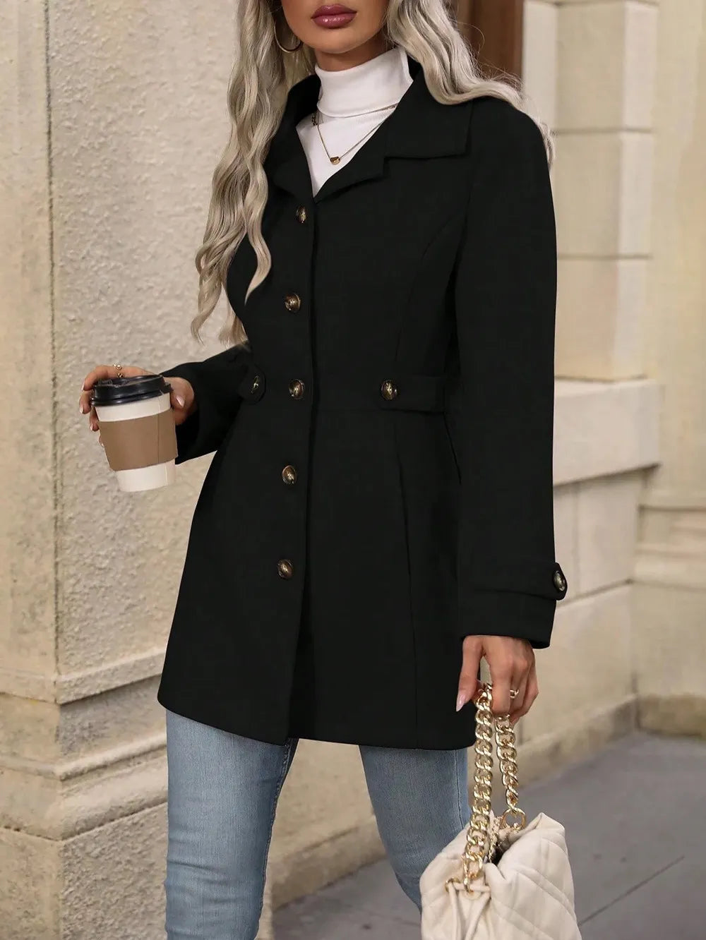 Jacintha | Classic Tailored Mid Length Coat