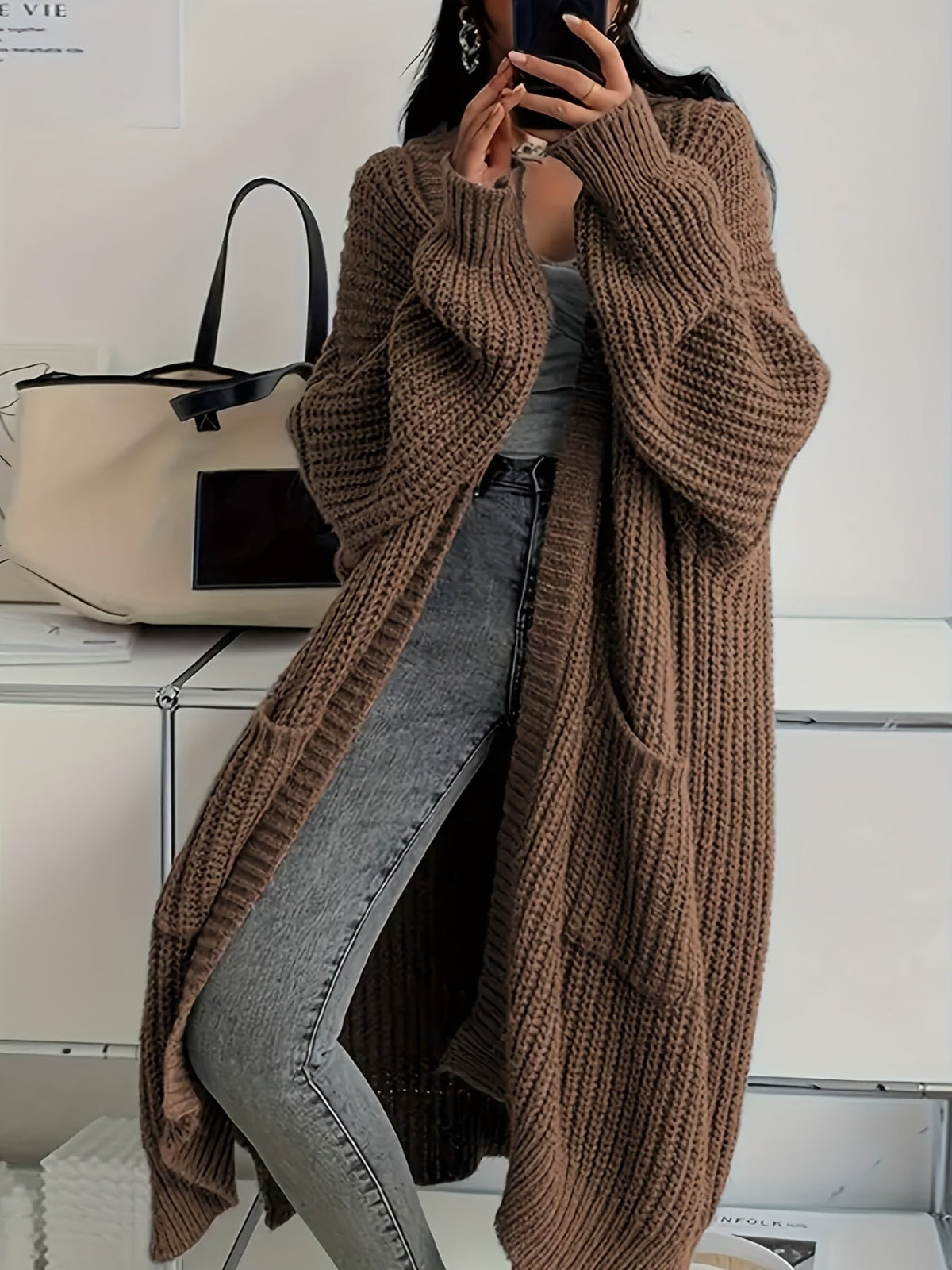 Iolanthe | Textured Pocket Long Cardigan