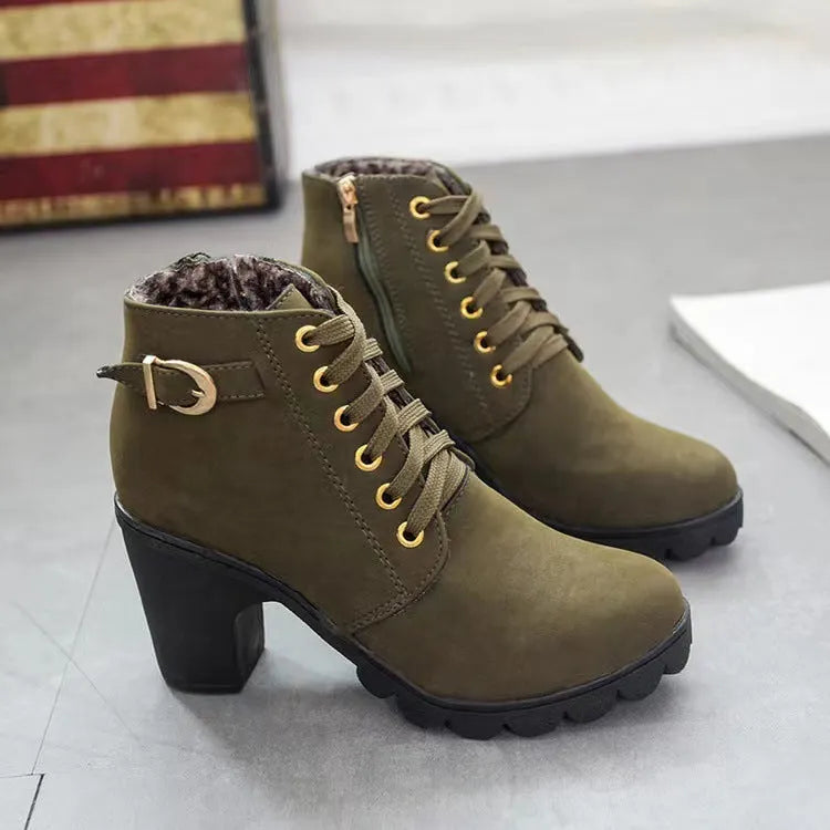 Sloane | Buckle Detail Lace Up Ankle Boots