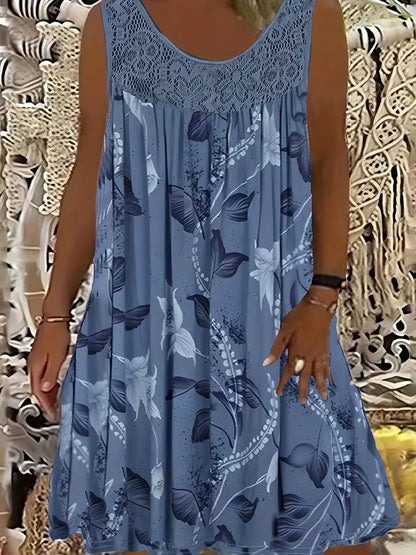 Petalyn | Lace Yoke Floral Swing Dress
