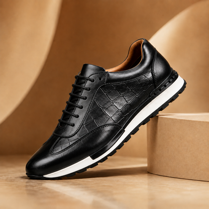 Leander | Embossed Lace Up Walking Shoes