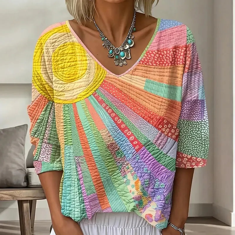 Avenora | Artistic Patchwork Blouse
