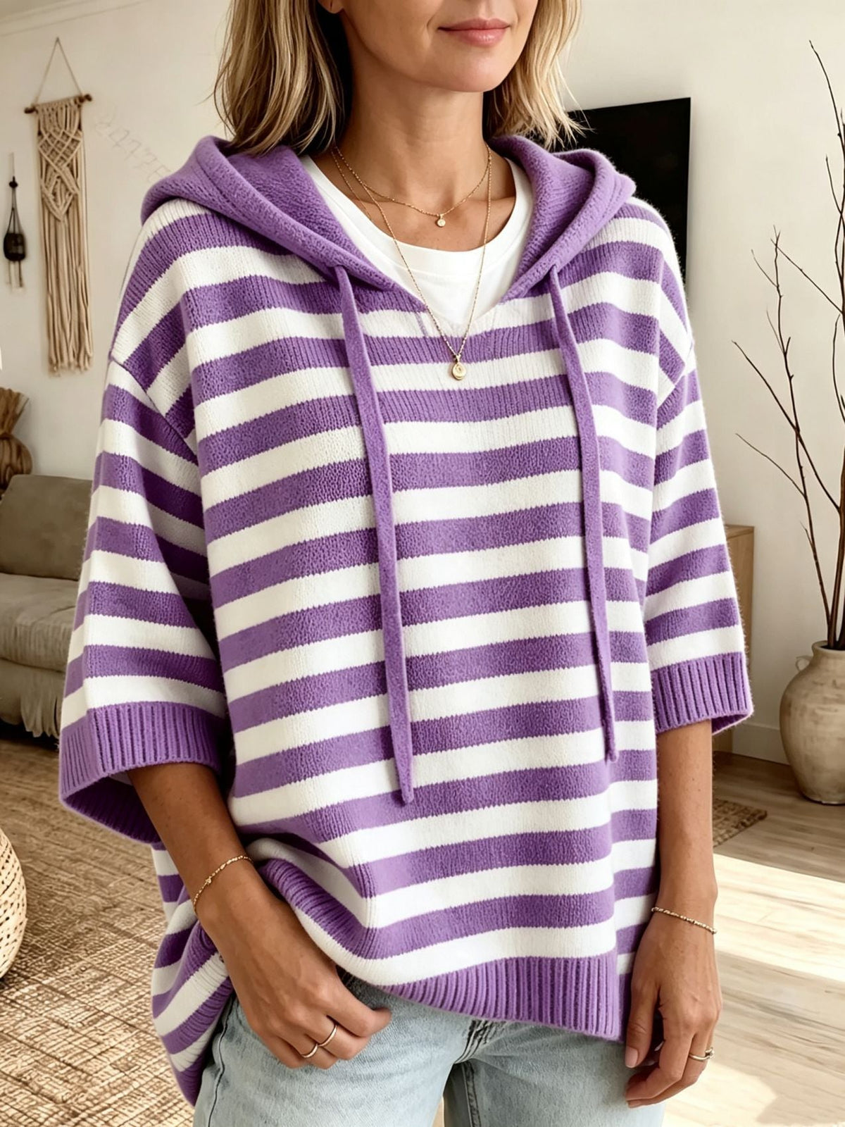 Elowise | Relaxed Stripe Hooded Sweater