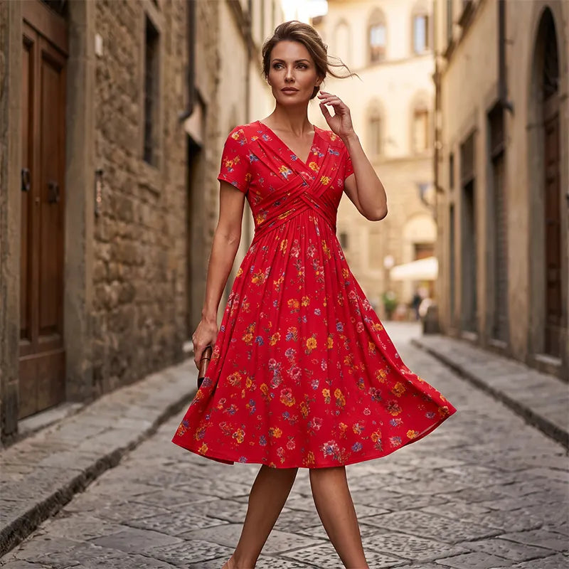 Oriavelle | Flowy V-Neck Midi Dress