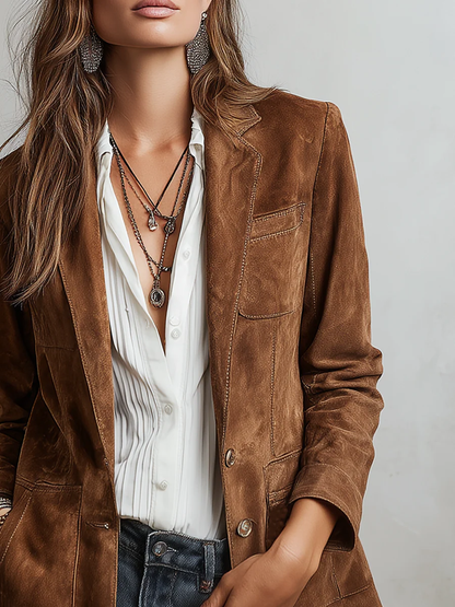 Thalassa | Structured Suede Button Blazer