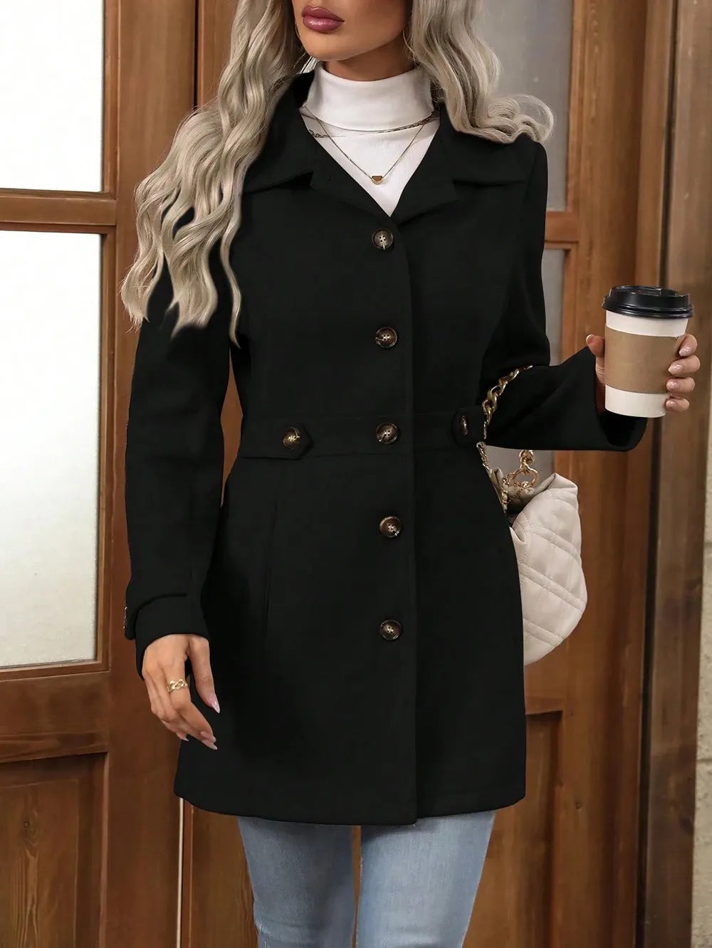Jacintha | Classic Tailored Mid Length Coat